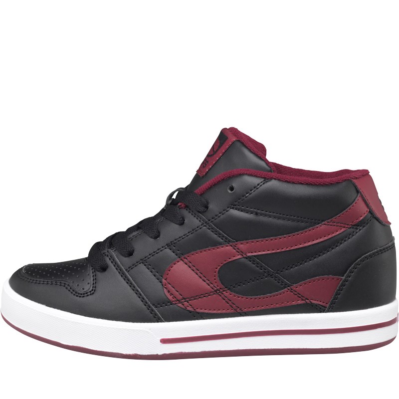black and burgundy shoes