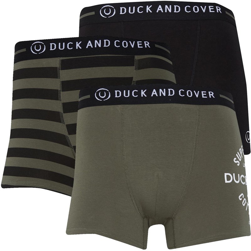 Buy Duck and Cover Mens Haden Boxer Shorts Three Pack Olive/Black