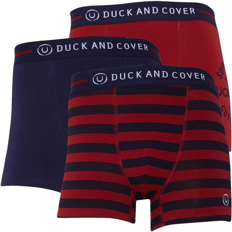 Buy Duck and Cover Mens Haden Boxer Shorts Three Pack Red/Navy