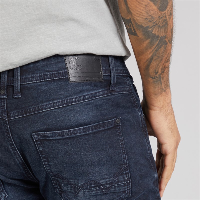 Duck And Cover Mens Maylead Slim Fit Jeans Blue Black