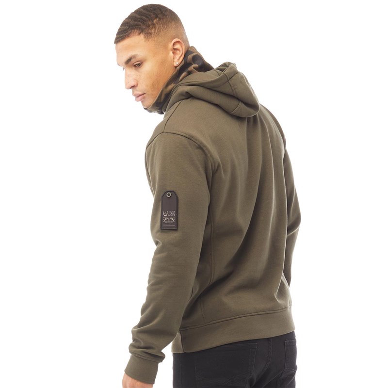 Duck And Cover Mens Westfield Snood Hoodie Peat Green