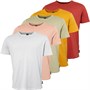 Duck And Cover Mens Kranatise Five Pack Organic T-Shirts Barn Red/T Green/Peal Blue/Tinsel Yellow/Rose