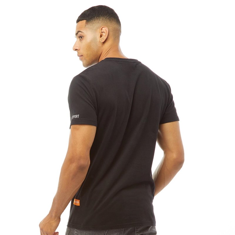 Duck And Cover Mens Billmoore Graphic T-Shirt Faded Black