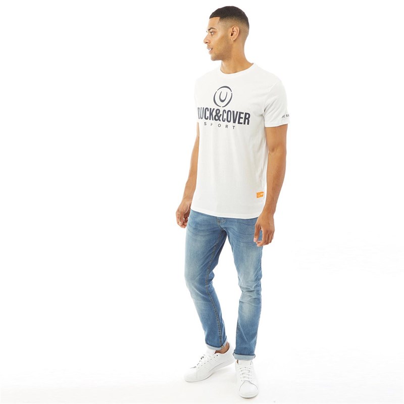 Duck And Cover Mens Billmoore Graphic T-Shirt White