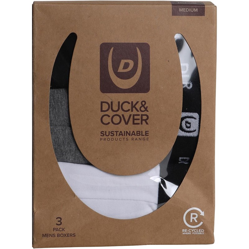 Duck and Cover Mens Keach Sustainable Three Pack Boxers Shorts Assorted
