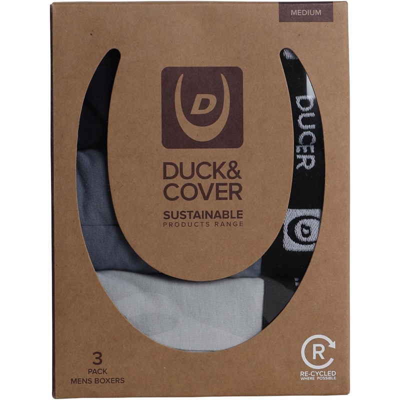 Duck and Cover Mens Murff Sustainable Three Pack Boxer Shorts Assorted