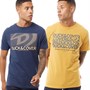 Duck And Cover Mens Crackmere Two Pack T-Shirts Yellow/Navy