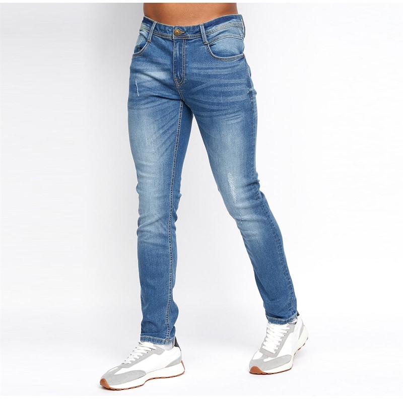 Duck and Cover Heren Duck And Cover Tranfil Slim fit jeans Middelblauw