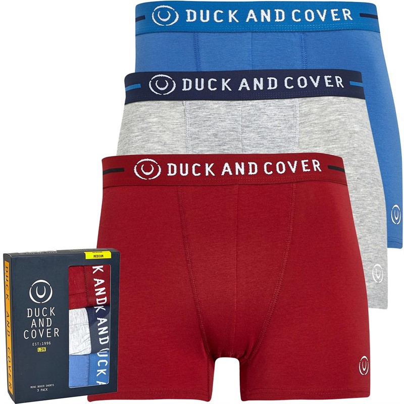 Buy Duck And Cover Mens Scorla Three Pack Boxer Shorts Red