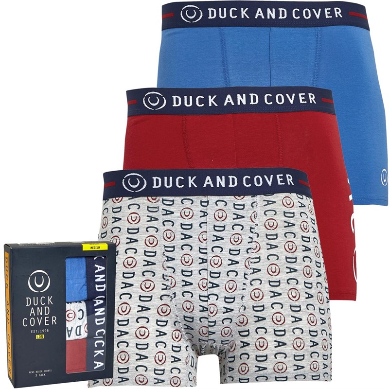 Buy Duck And Cover Mens Stamper Three Pack Boxer Shorts Blue
