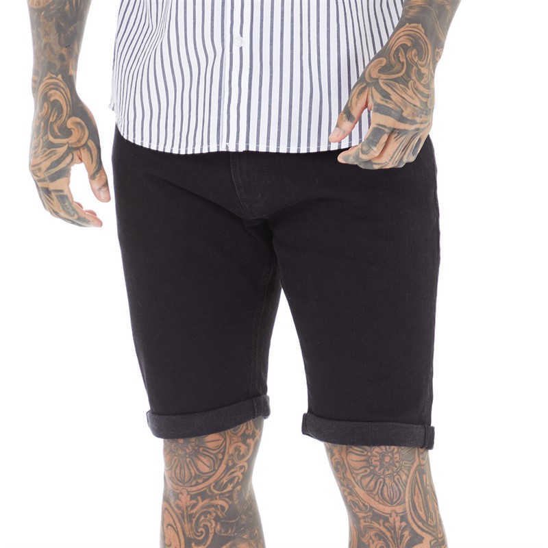 Duck And Cover Mens Zeki Denim Shorts Black