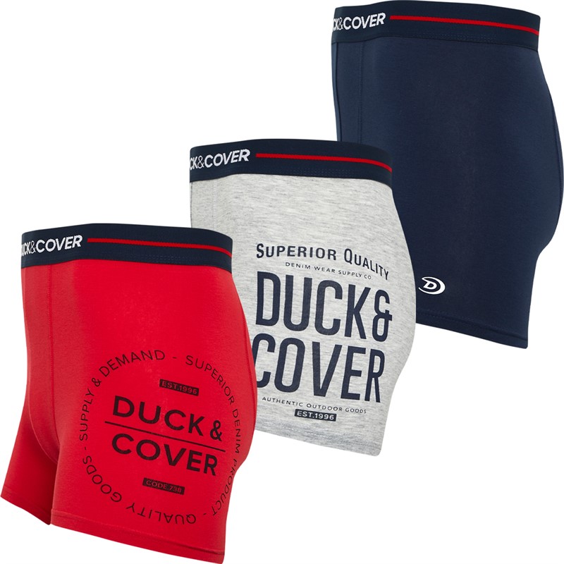 Duck And Cover Mens Edelman Three Pack Boxer Shorts Navy/Red