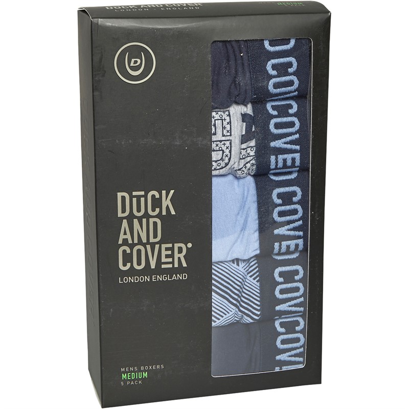 Duck And Cover Mens Quendle Five Pack Boxer Shorts Assorted