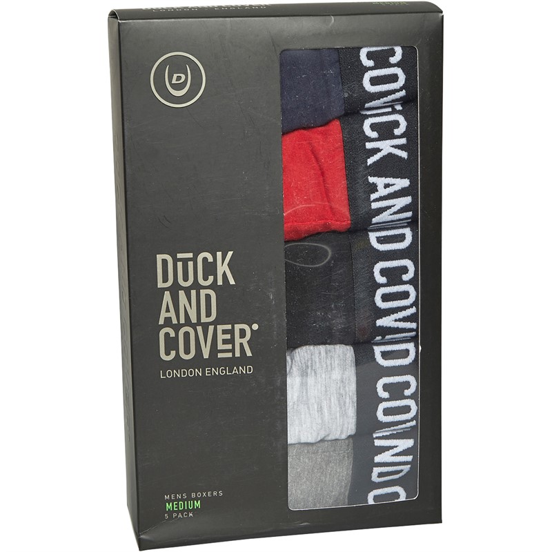 Duck And Cover Mens Mulbers Five Pack Boxer Shorts Assorted