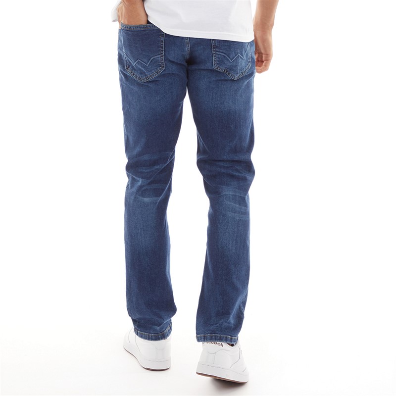 Duck and Cover Mens Janstar Straight Fit Jeans Stonewash