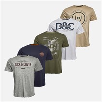 Duck and Cover Mens Cheymore Five Pack T-Shirts Assorted