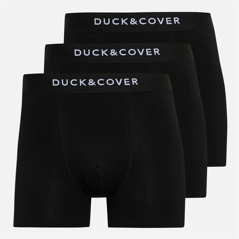 Duck and Cover Mens Sagnet Three Pack Boxer Shorts Pack A Black