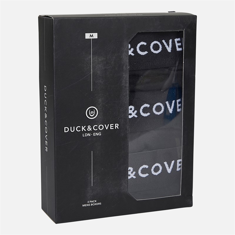Duck and Cover Mens Sagnet Three Pack Boxer Shorts Pack A Black