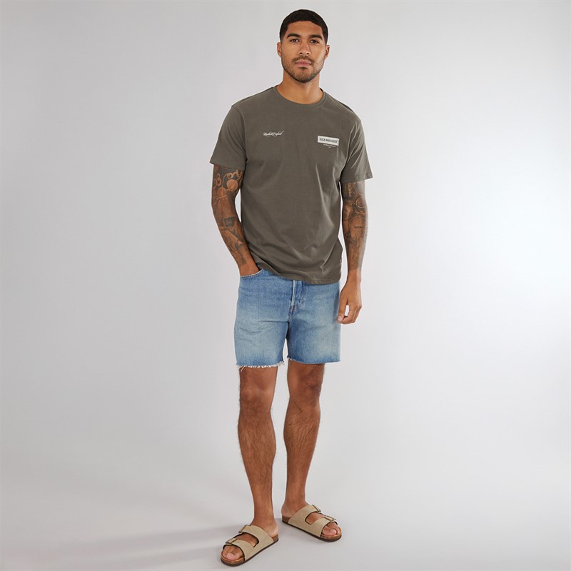 Duck and Cover Mens Mersak Tape T-Shirt Dark Olive