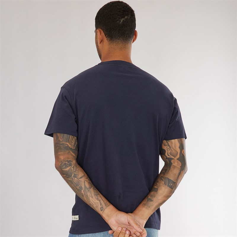 Duck and Cover Mens Mersak Tape T-Shirt Navy