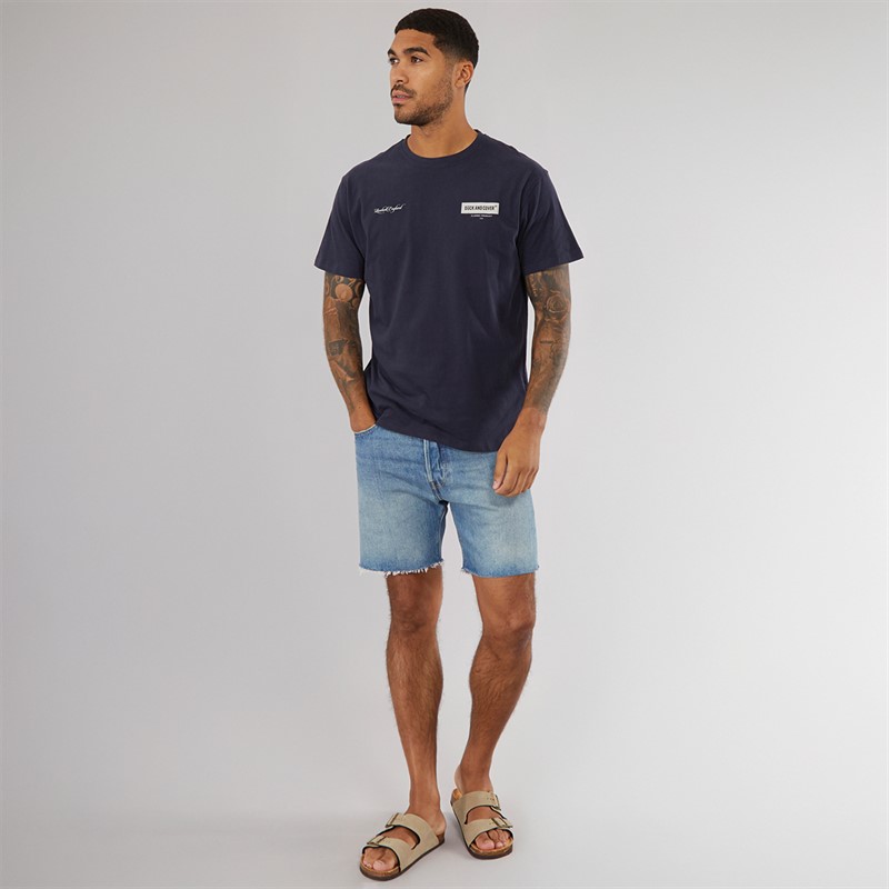 Duck and Cover Mens Mersak Tape T-Shirt Navy
