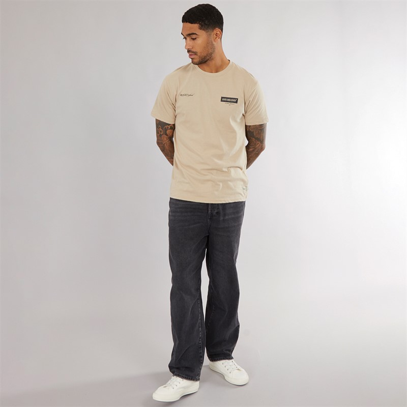 Duck and Cover Mens Mersak Tape T-Shirt Greige