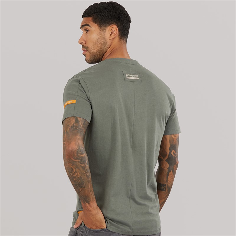 Duck and Cover Mens Camostack T-Shirt Dark Olive