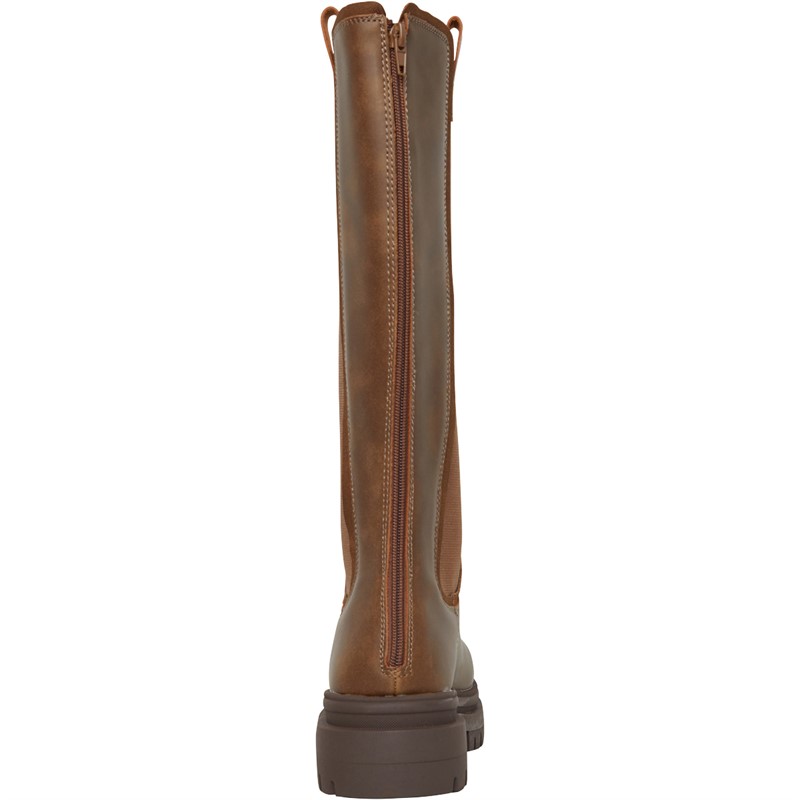 Rocket Dog Womens Drea Chunky Knee High Chelsea Boots Brown