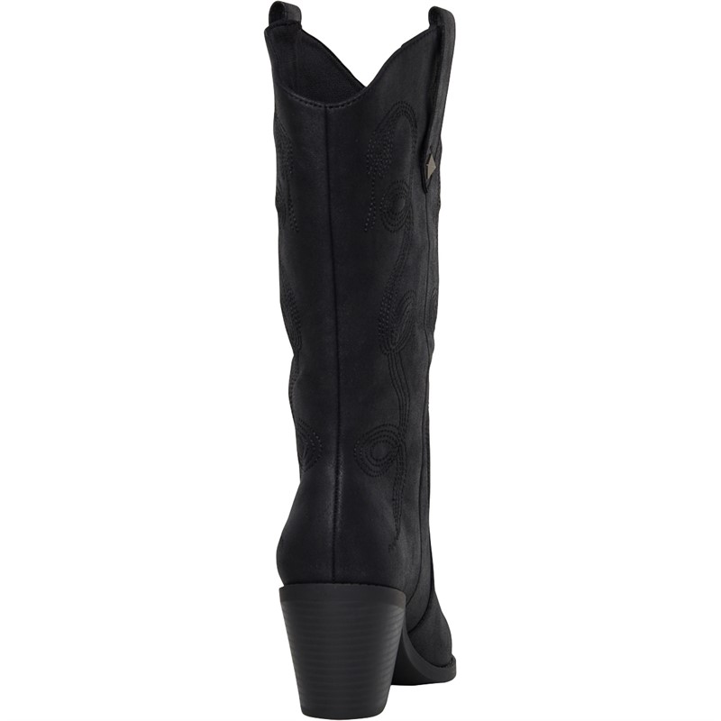 Rocket Dog Womens Feria Heeled Knee High Cowboy Boots Black