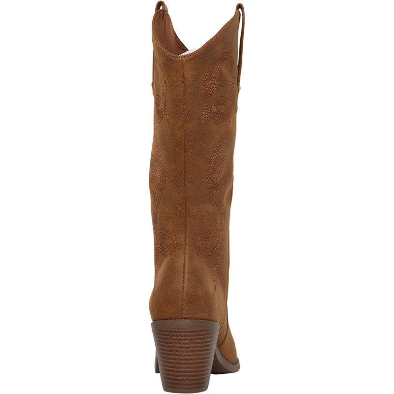 Rocket Dog Womens Feria Heeled Knee High Cowboy Boots Walnut