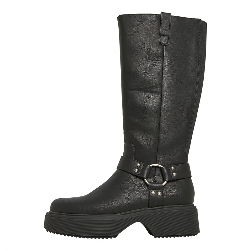 Rocket Dog Womens Becca Knee High Buckle Boots Black