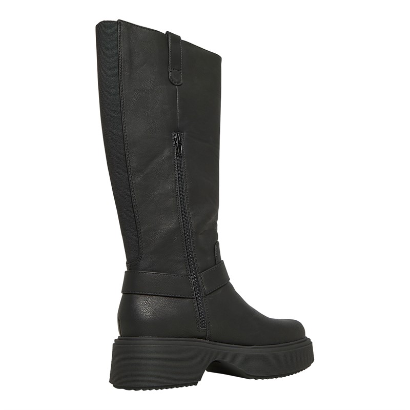 Rocket Dog Womens Becca Knee High Buckle Boots Black