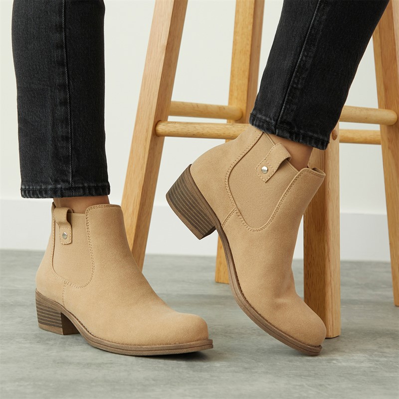 Rocket Dog Womens Richie Heeled Chelsea Boots Taupe