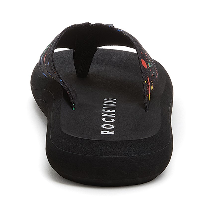 Rocket Dog Womens Spotlight Splash Flip Flops Black Multi