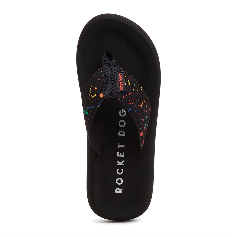 Rocket Dog Womens Spotlight Splash Flip Flops Black Multi