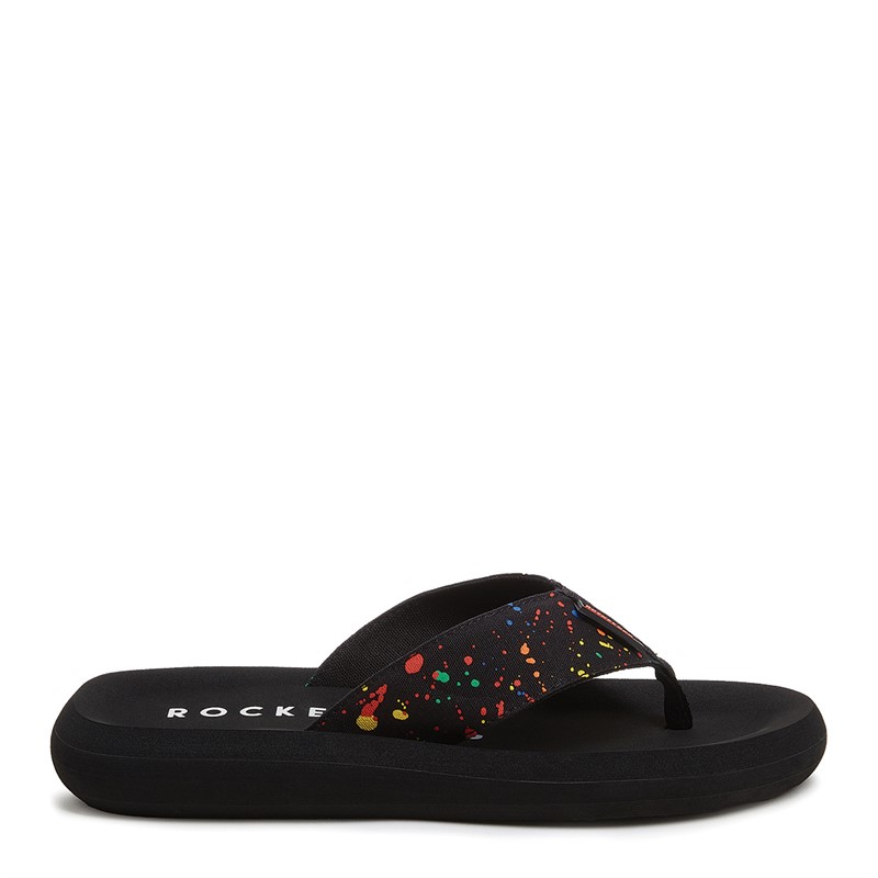 Rocket Dog Womens Spotlight Splash Flip Flops Black Multi