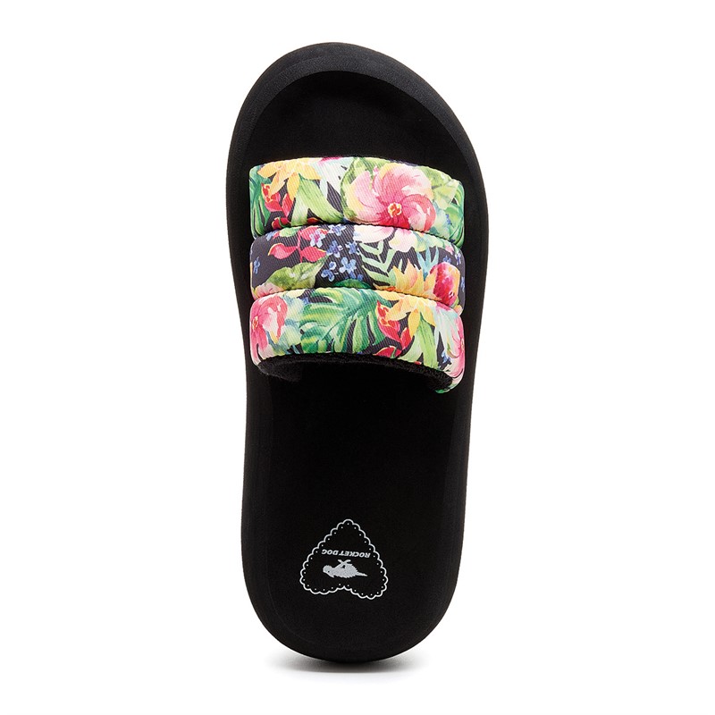 Rocket Dog Womens Splash Bahama Sliders Black Multi