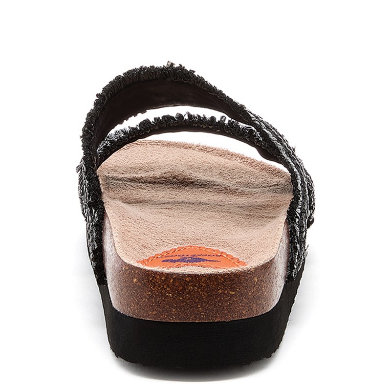 Rocket Dog Womens Aruba Raffia Twin Strap Footbed Sandals Black