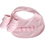 Elle Baby Stripe Bib And Booties Set Light Pink