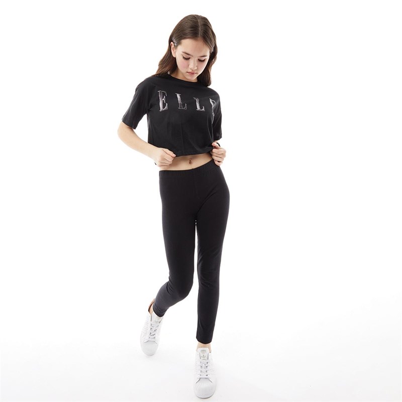Elle Girls Boxy Crop T-Shirt Black