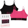 Elle Girls Deep Logo Two Pack Elastic Thin Strap Bralette Pink Yarrow