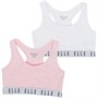 Elle Girls Logo Elastic Two Pack Crop Tops Bright White