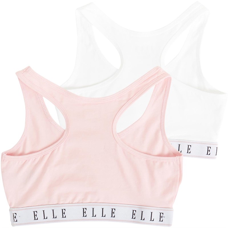 Elle Girls Logo Two Pack Elastic Crop Tops Bright White