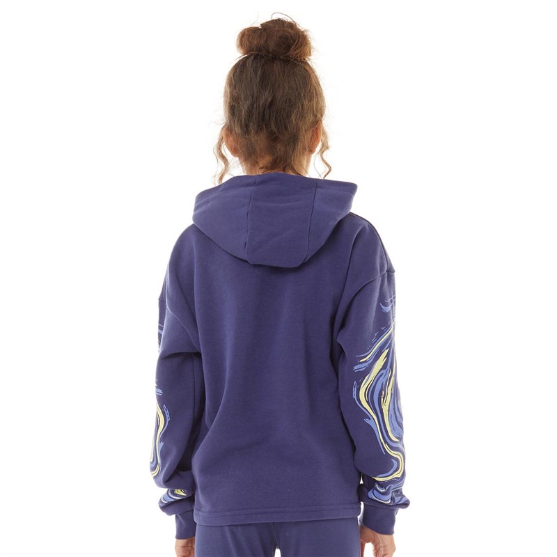 Elle Girls Sleeve Print Hoodie Patriot Blue