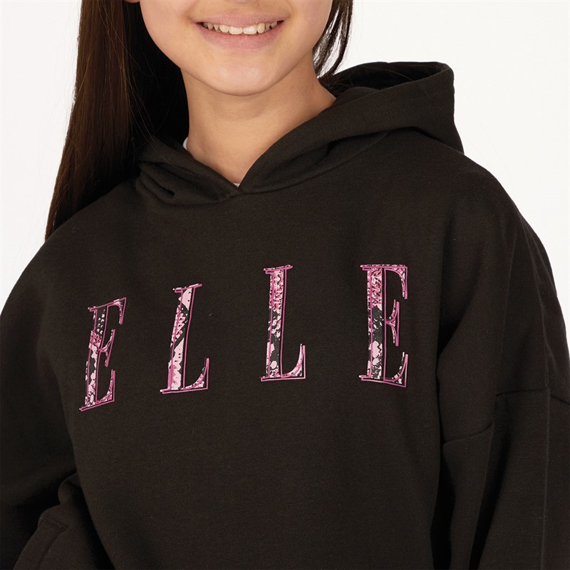 Elle Junior Girls Oversized Hoodie Black