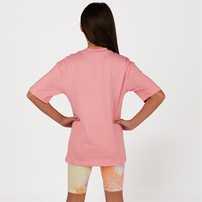 Elle Junior Girls Loose Fit T-Shirt And Cycling Shorts Set Plumeria