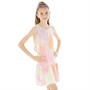 Elle Junior Girls Paint Sleeveless Ruffled Hem Dress Plumeria