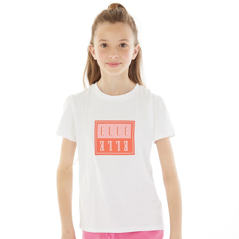 Elle Junior Girls Block Logo T-Shirt Bright White