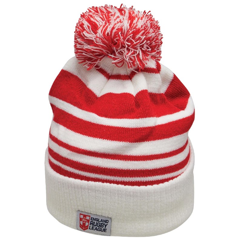 Buy ENGLAND RUGBY LEAGUE Mens Supporters Bobble Hat White/Red