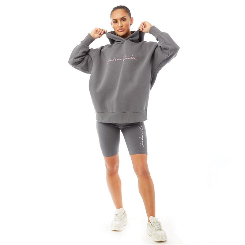 JDR-CTR Womens Signature Oversized Hoodie Charcoal